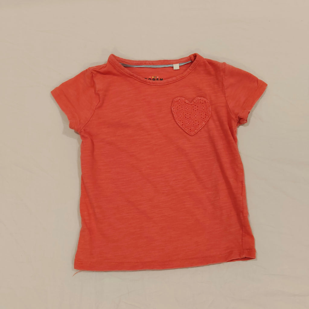 MINI BODEN top size 5-6y girls short sleeve Heart Pocket
