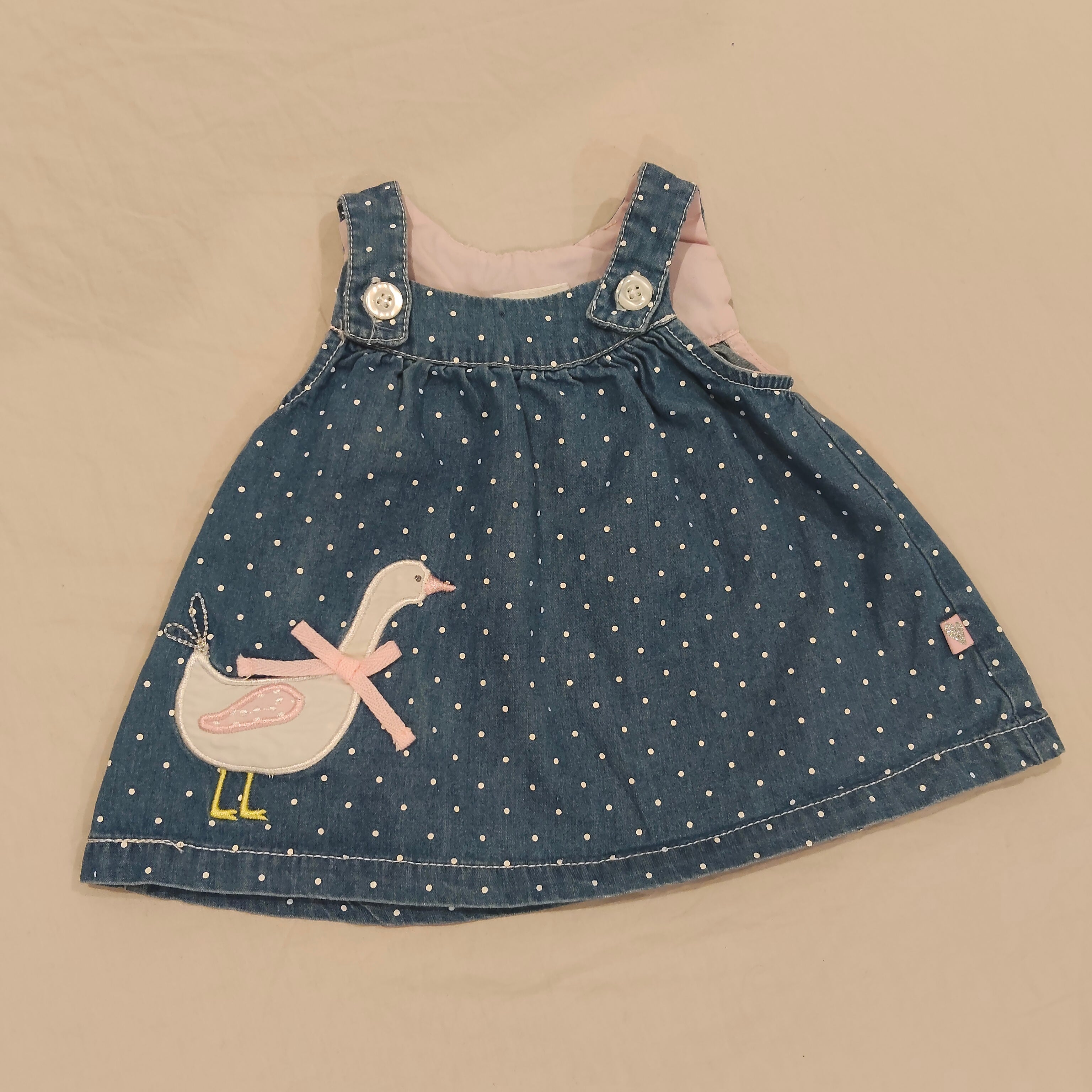 TEENY WEENY overall dress size 3-6M Baby Girls polkadot
