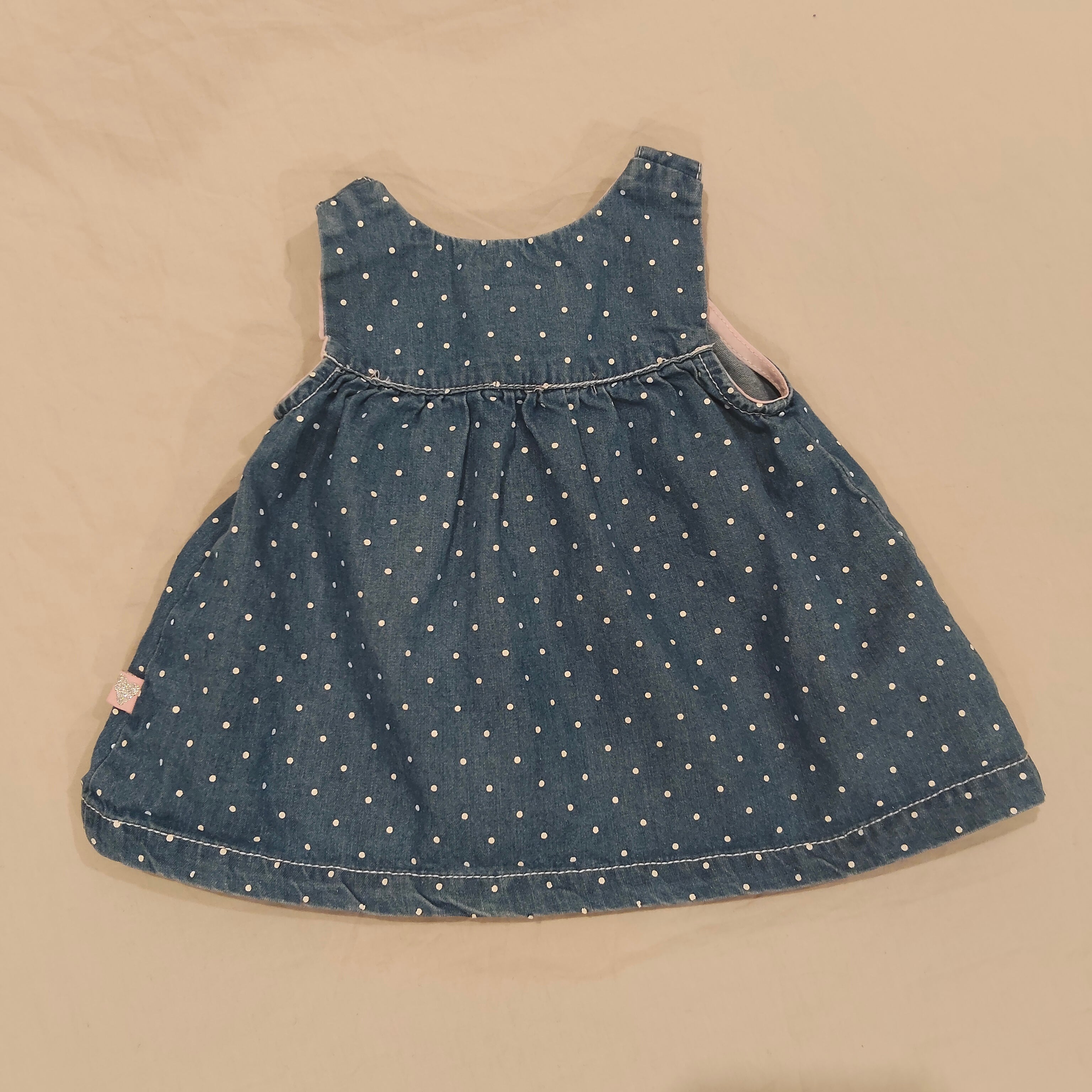 TEENY WEENY overall dress size 3-6M Baby Girls polkadot