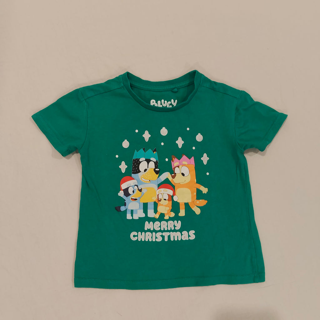 BLUEY top size 3 Christmas short sleeve