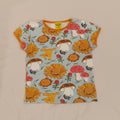 DUNS Sweden top size 7-8yrs Girls sunflower and mushroom print