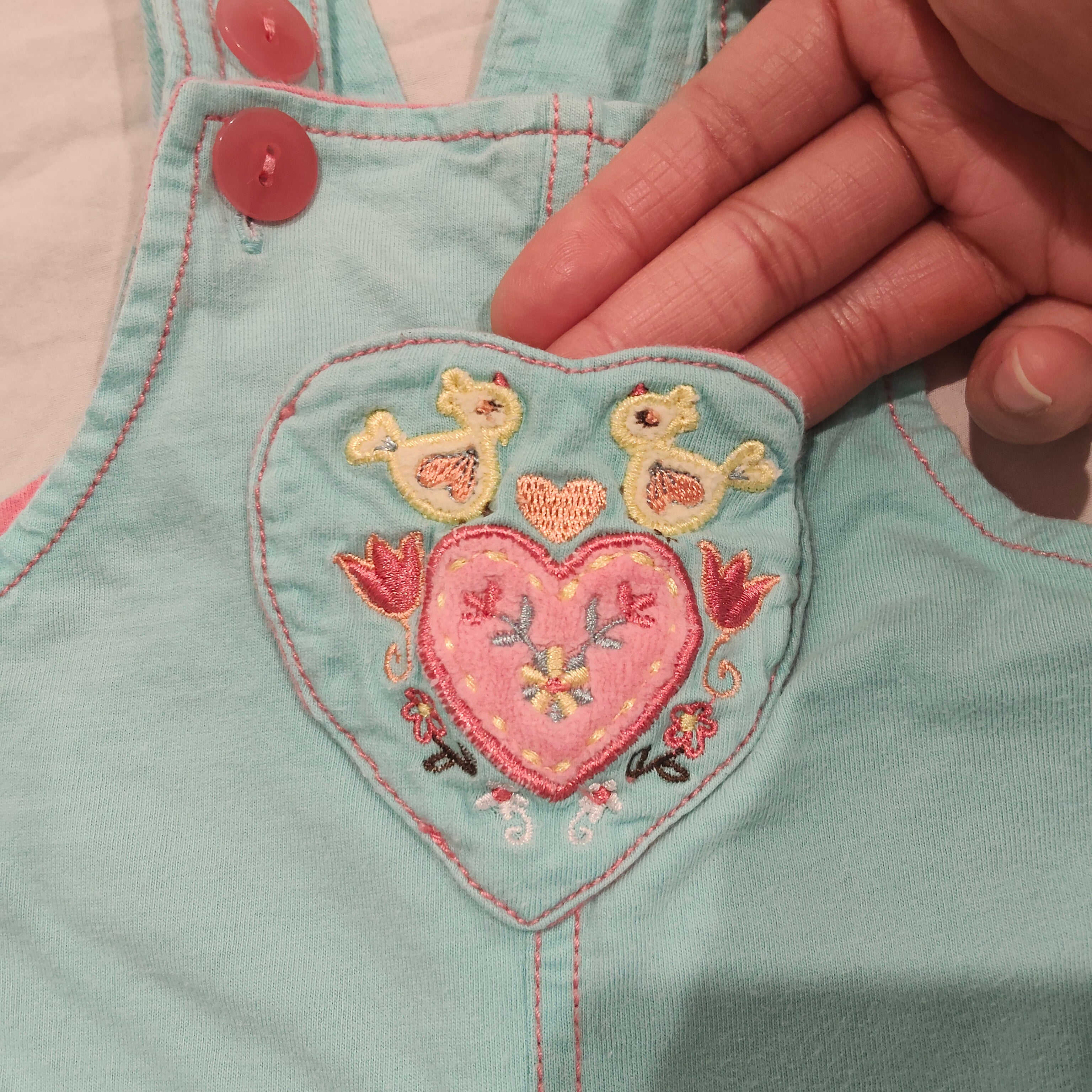 PUMPKIN PATCH Overall Size 3M Baby - heart shaped pockets embroidery