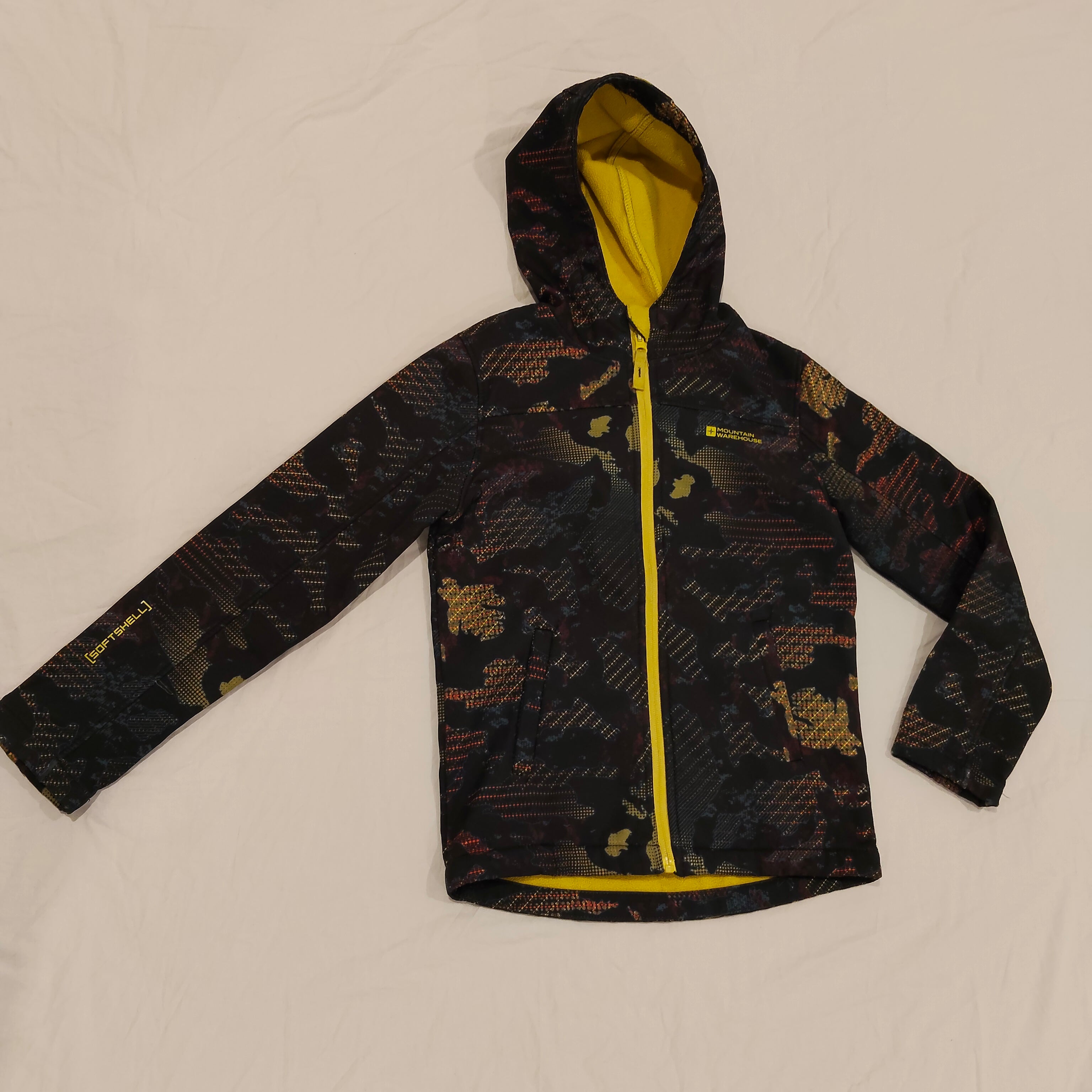 MOUNTAIN WAREHOUSE Exodus Kids Printed Water Resistant Softshell Jacket Size 9-10Yrs