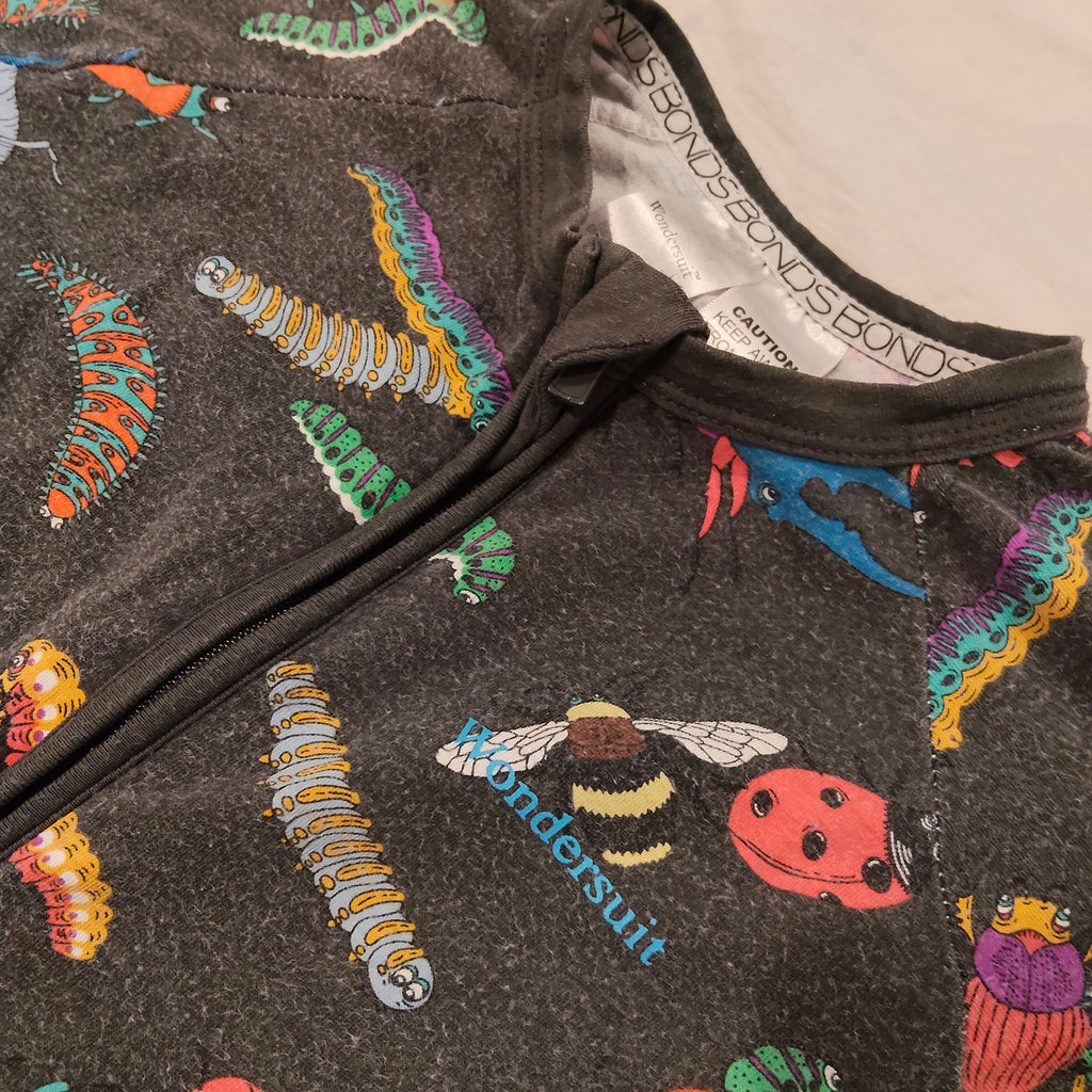BONDS Wondersuit Size 3 "Little Backyard Helpers" insect print