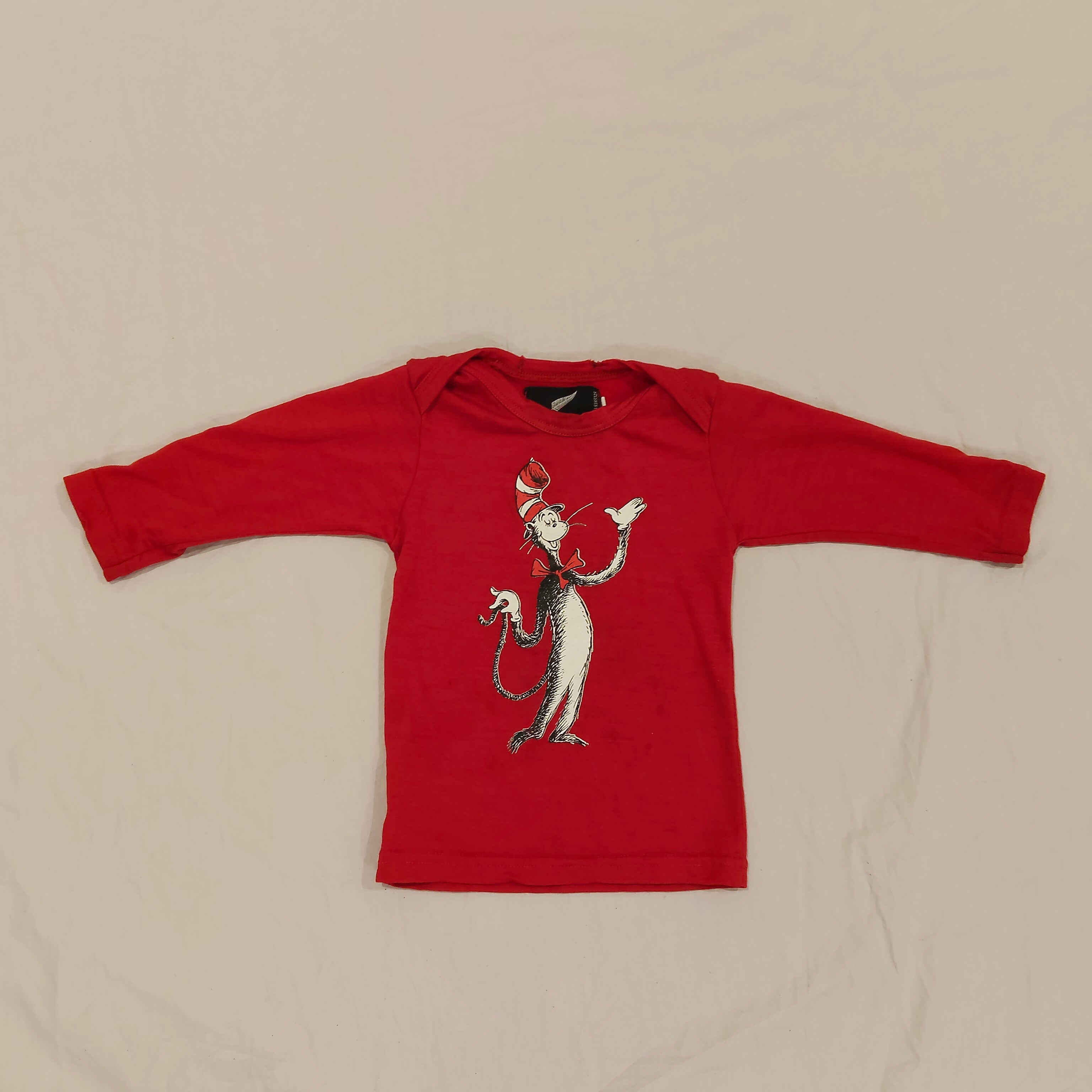 COALES MERINO New Zealand Top Size 1 Baby Red long sleeve Dr. Seuss Cat in the hat