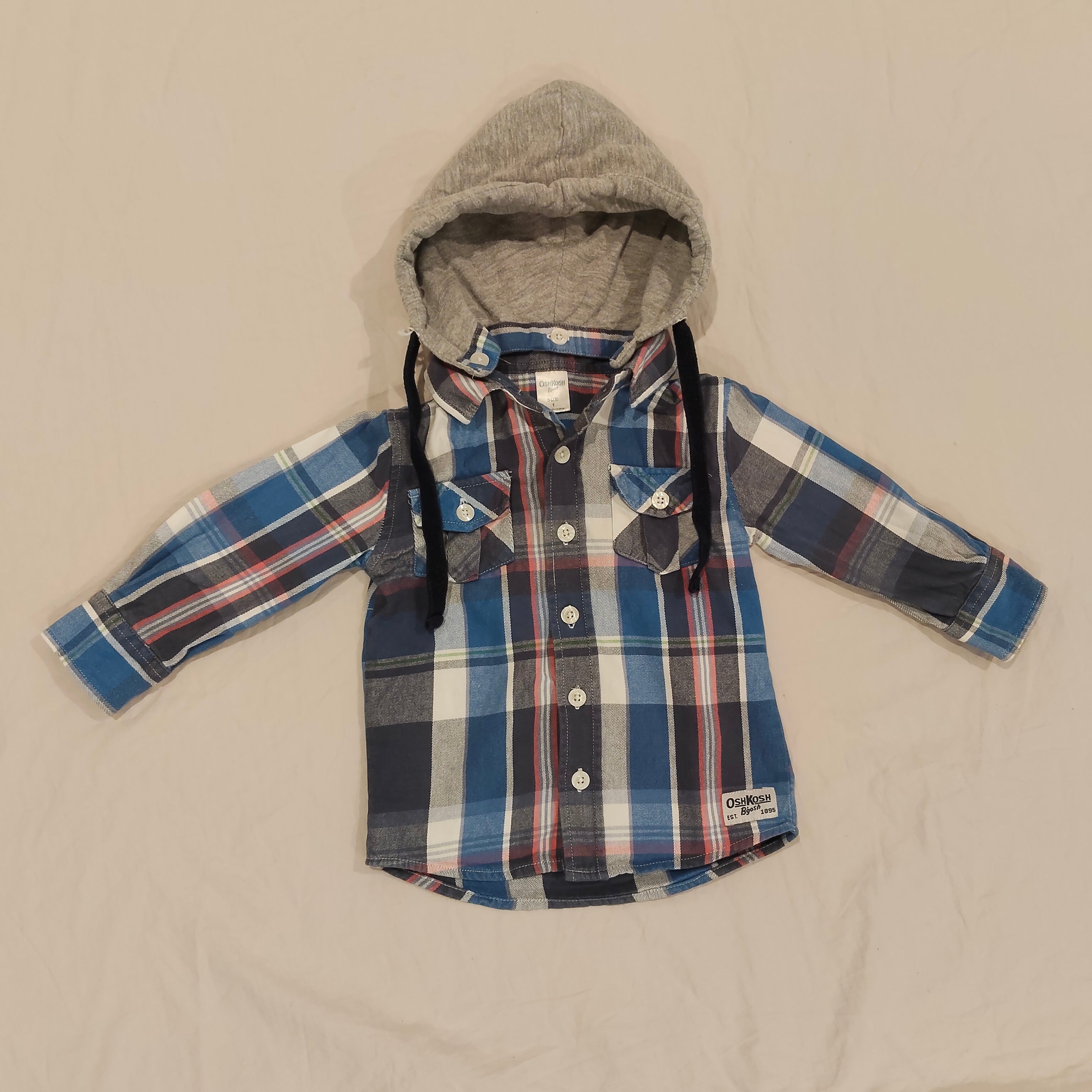 OSHKOSH B'gosh shirt size 1yr Boys Short Sleeve removable hood