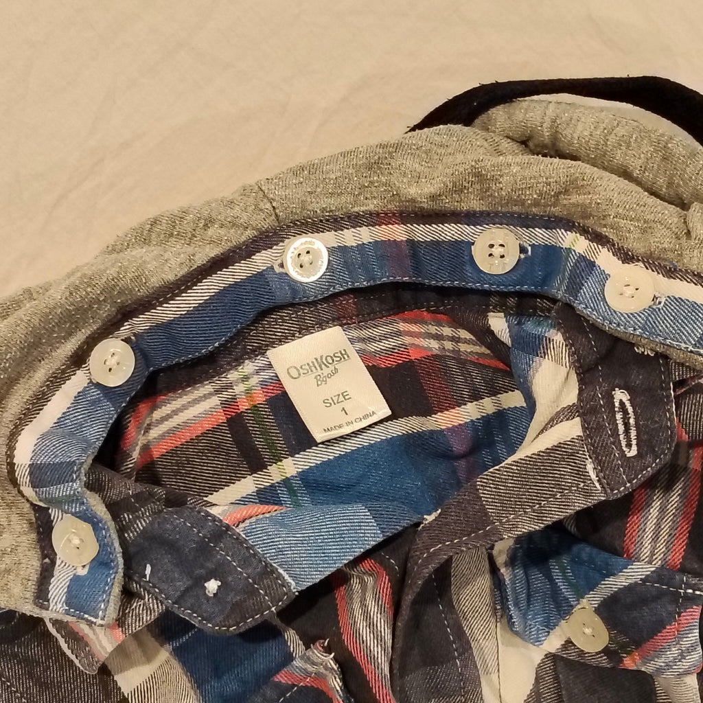 OSHKOSH B'gosh shirt size 1yr Boys Short Sleeve removable hood