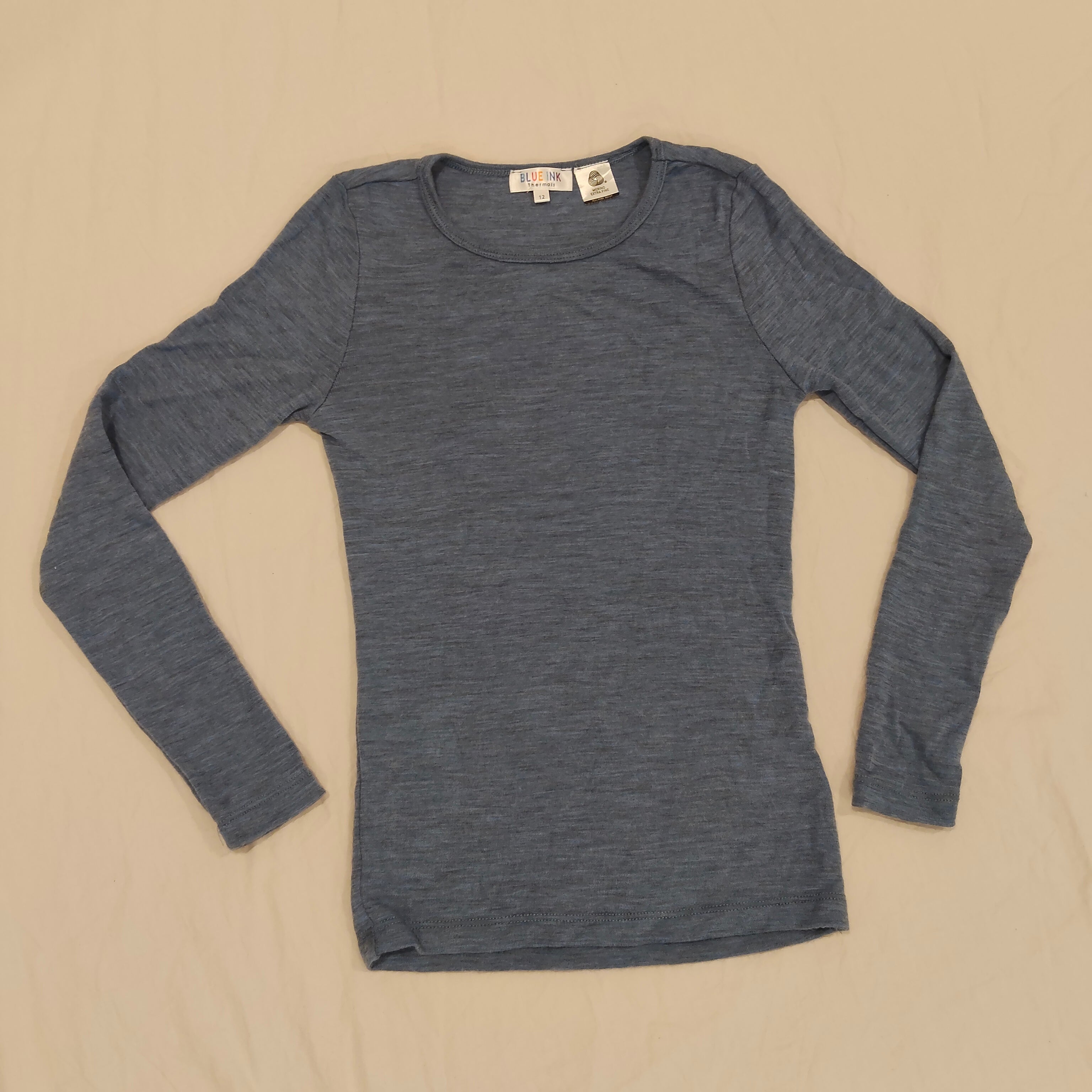 Blue Ink MERINIO Thermal top size 12yrs unisex Blue Long