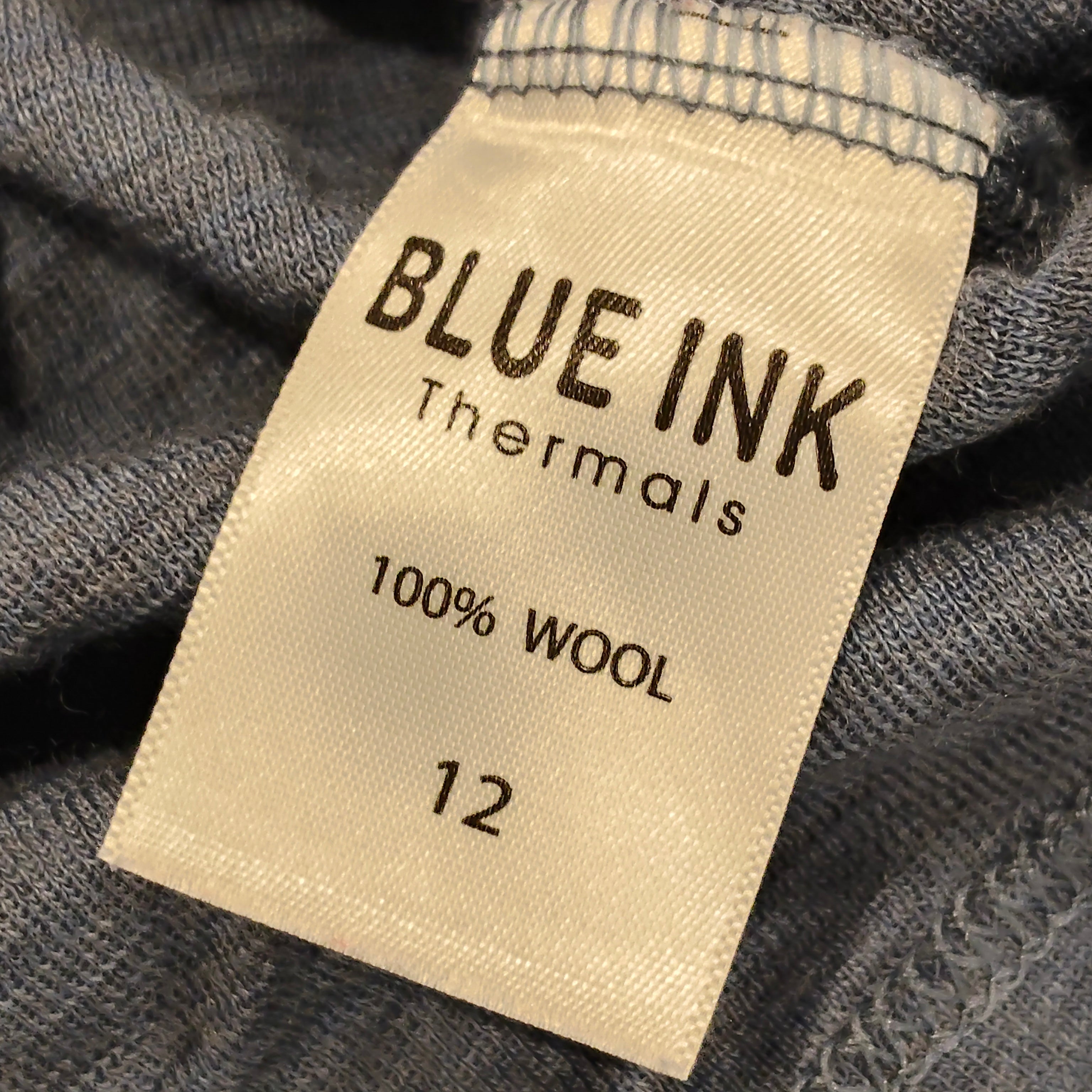 Blue Ink MERINIO Thermal top size 12yrs unisex Blue Long