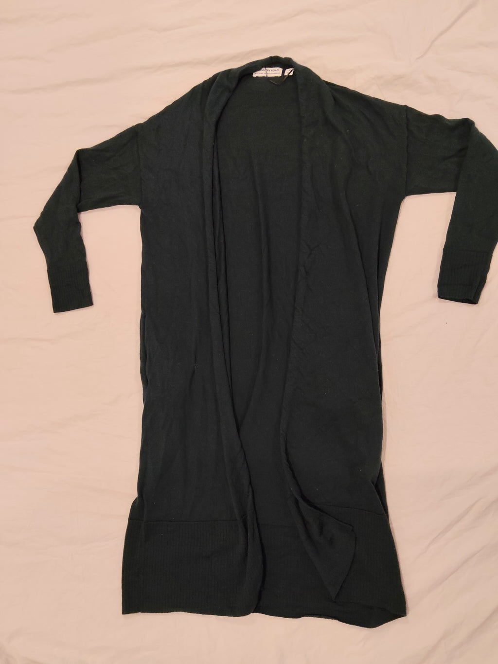 COUNTRY ROAD 100% Merino Long Cardigan Size M Women Dark Green