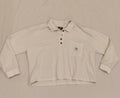 STUSSY cropped long sleeve polo top in cream Size 10 Women