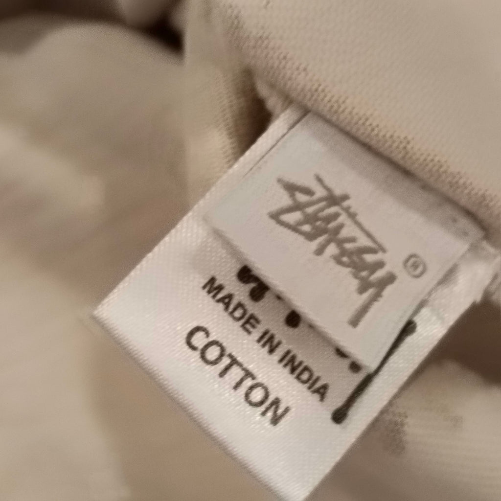 STUSSY cropped long sleeve polo top in cream Size 10 Women