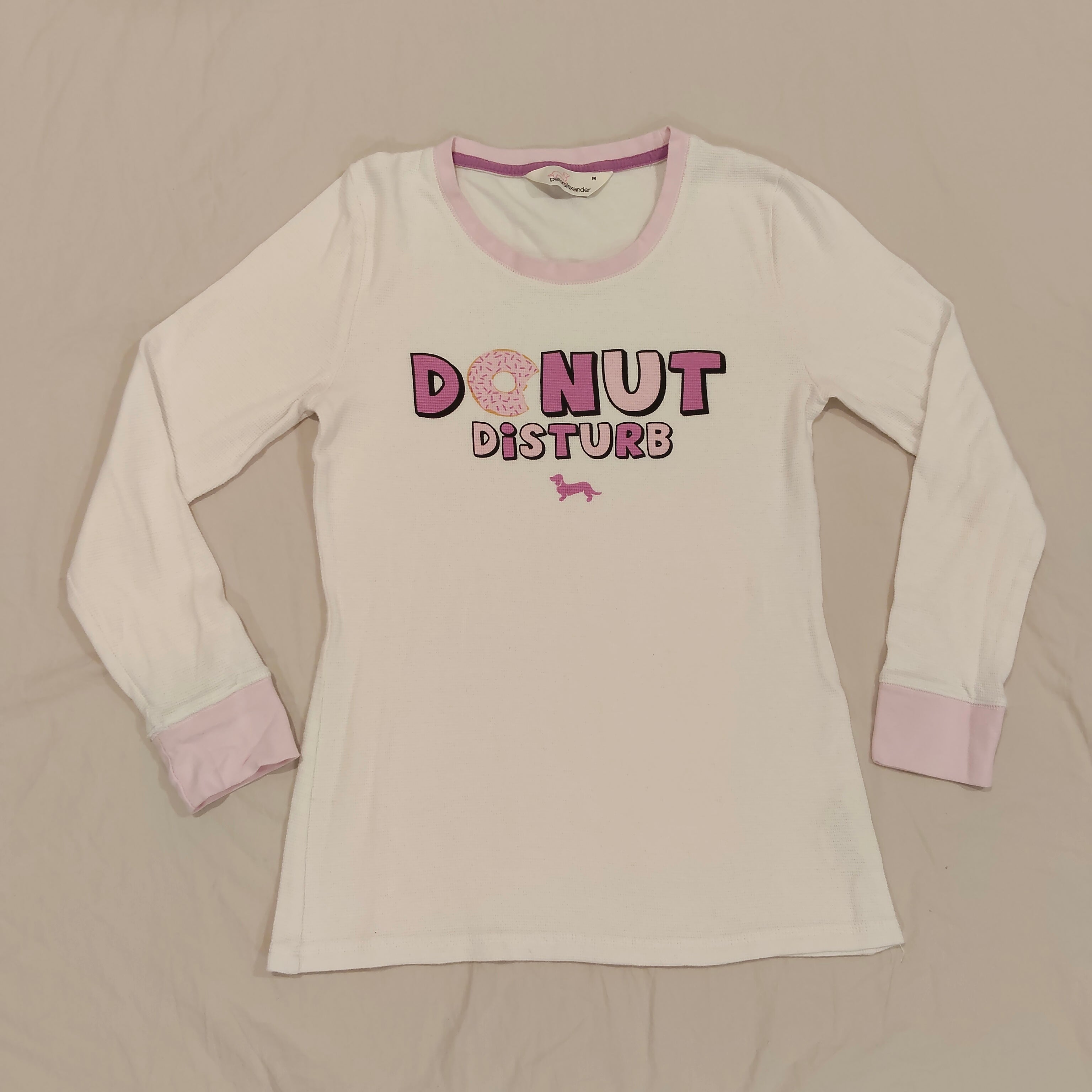 PETER ALEXANDER Pyjama Top Size M Women 'Donut Disturb'