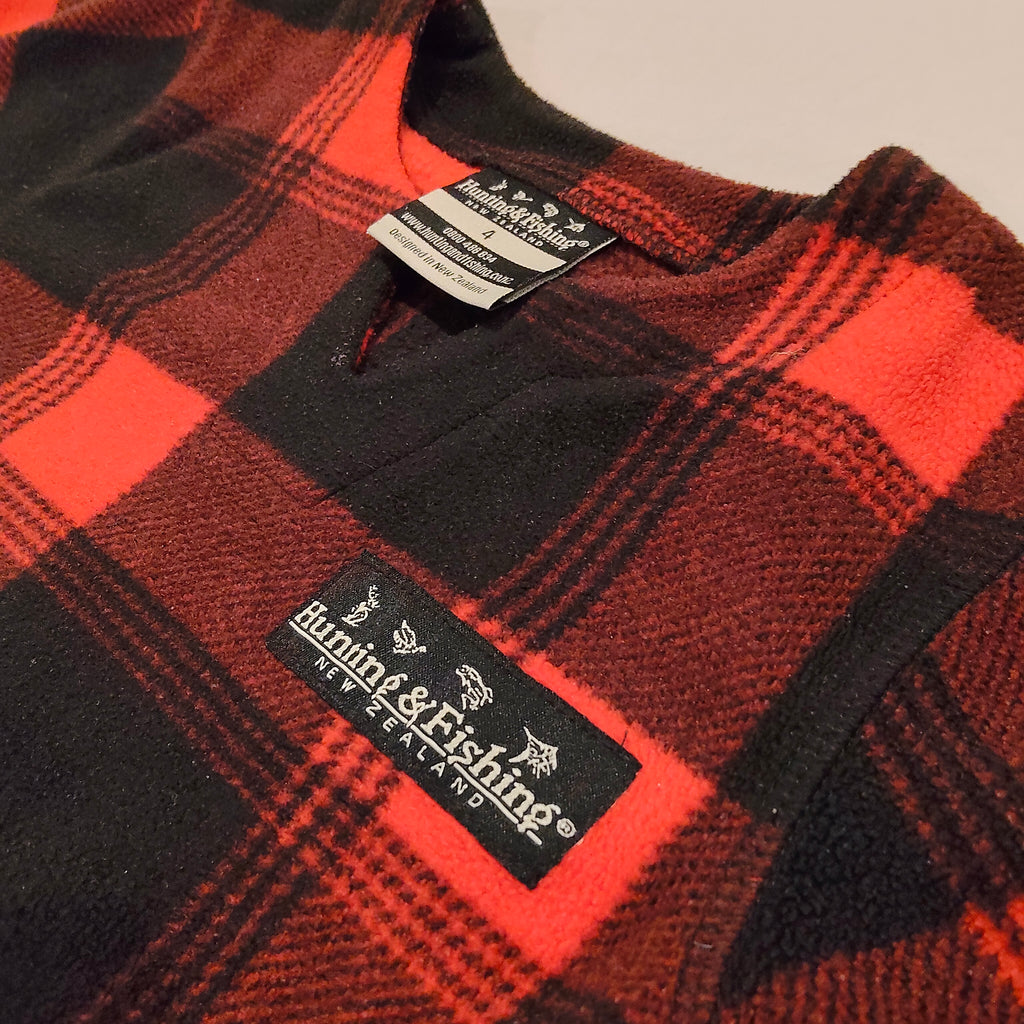 HUNTING & FISHING Top Size 4 Boys Short Sleeve Red Gingham