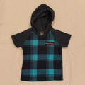 HUNTING & FISHING Hoodie Size 4 Boys Short Sleeve Blue Gingham