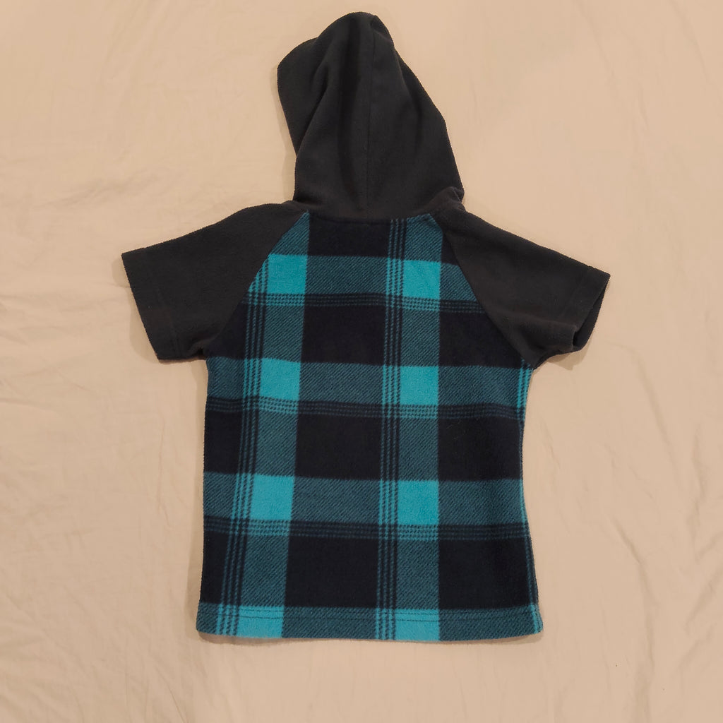 HUNTING & FISHING Hoodie Size 4 Boys Short Sleeve Blue Gingham