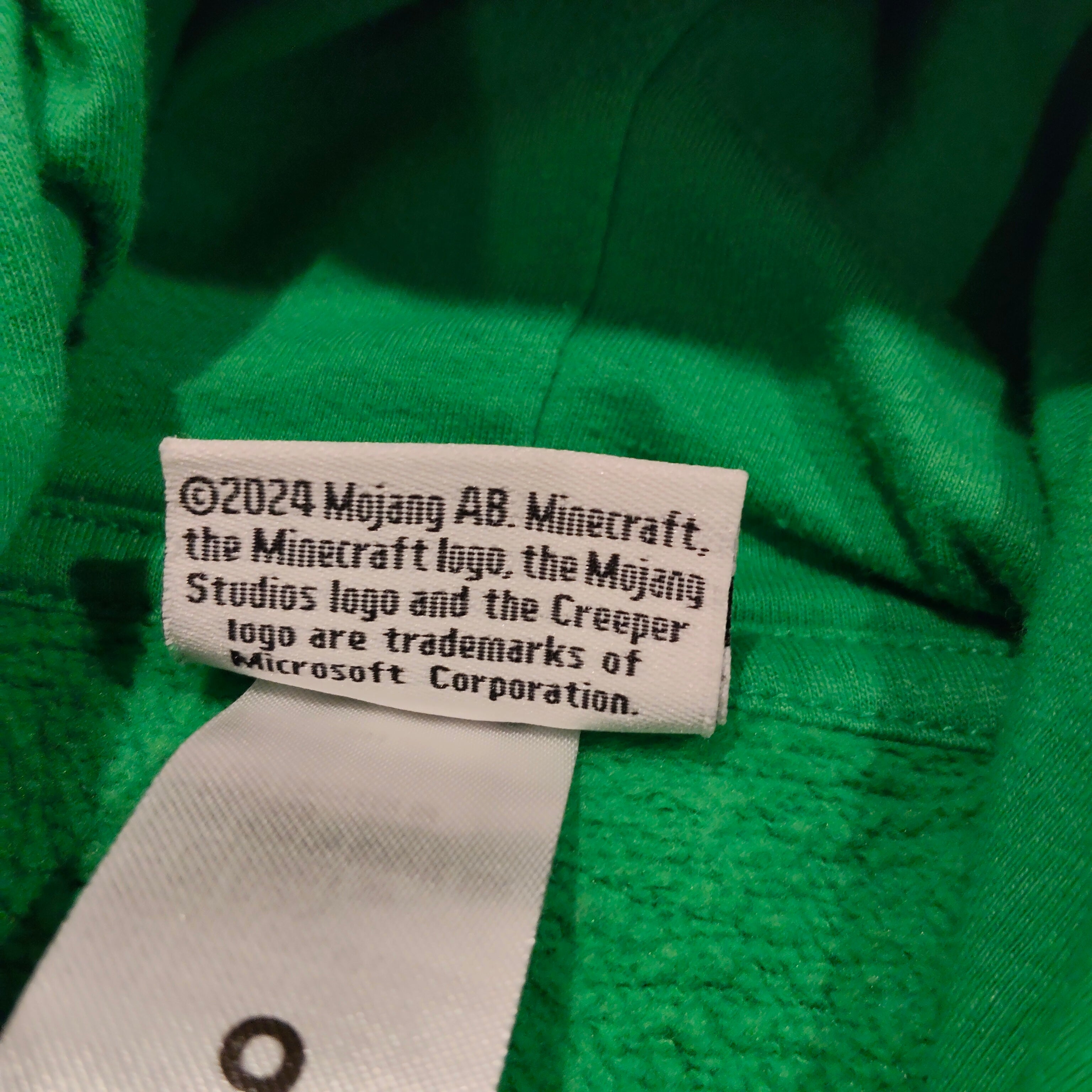 MINECRAFT Hoodie Size 9 Boys Green
