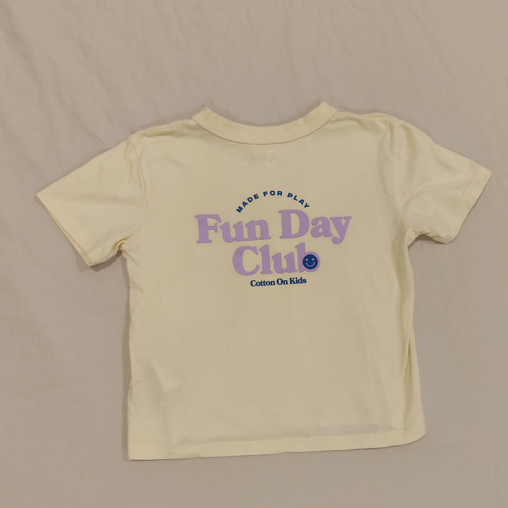 COTTON ON KIDS Tee Size 3 Short Sleeve 'Fun Day Club'