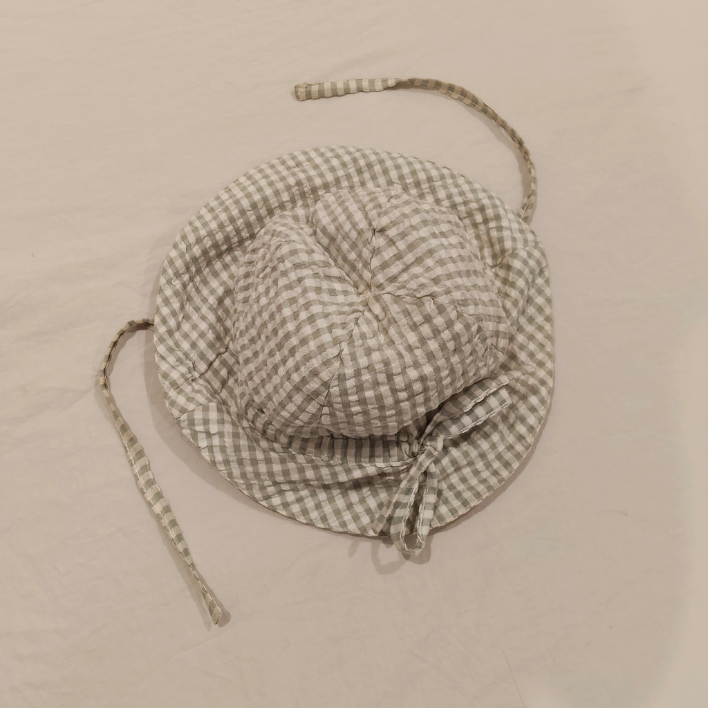 NATURE BABY Organic Cotton Sun Hat Gingham Size L (2-4Yrs)