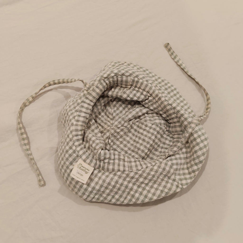 NATURE BABY Organic Cotton Sun Hat Gingham Size L (2-4Yrs)
