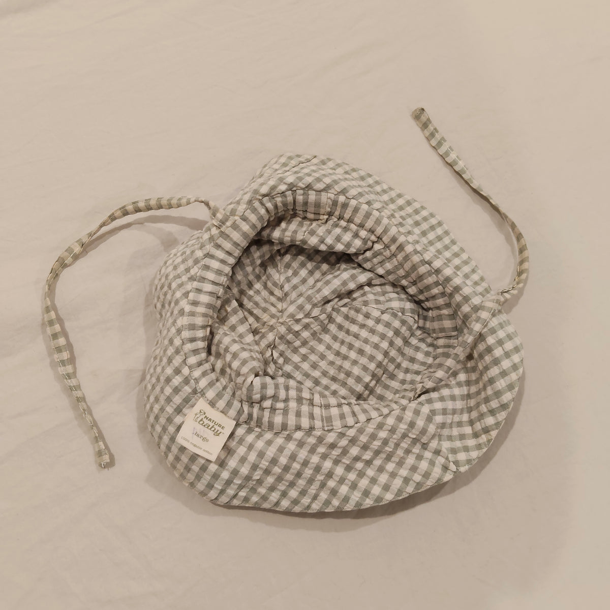 NATURE BABY Organic Cotton Sun Hat Gingham Size L (2-4Yrs)