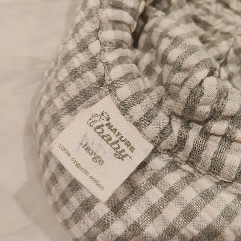 NATURE BABY Organic Cotton Sun Hat Gingham Size L (2-4Yrs)