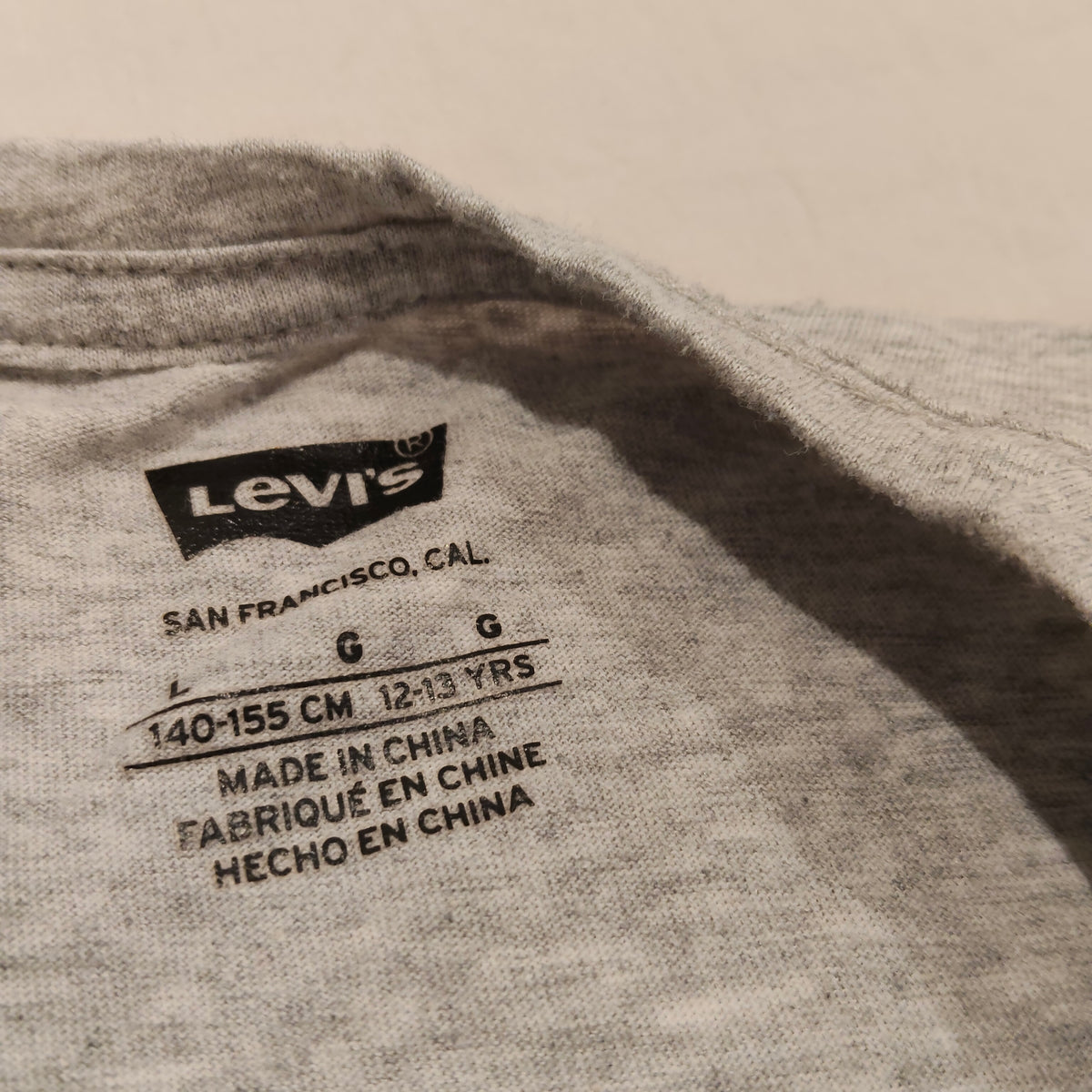 LEVIS Tee Size 12-13Y Girls Short Sleeve Grey