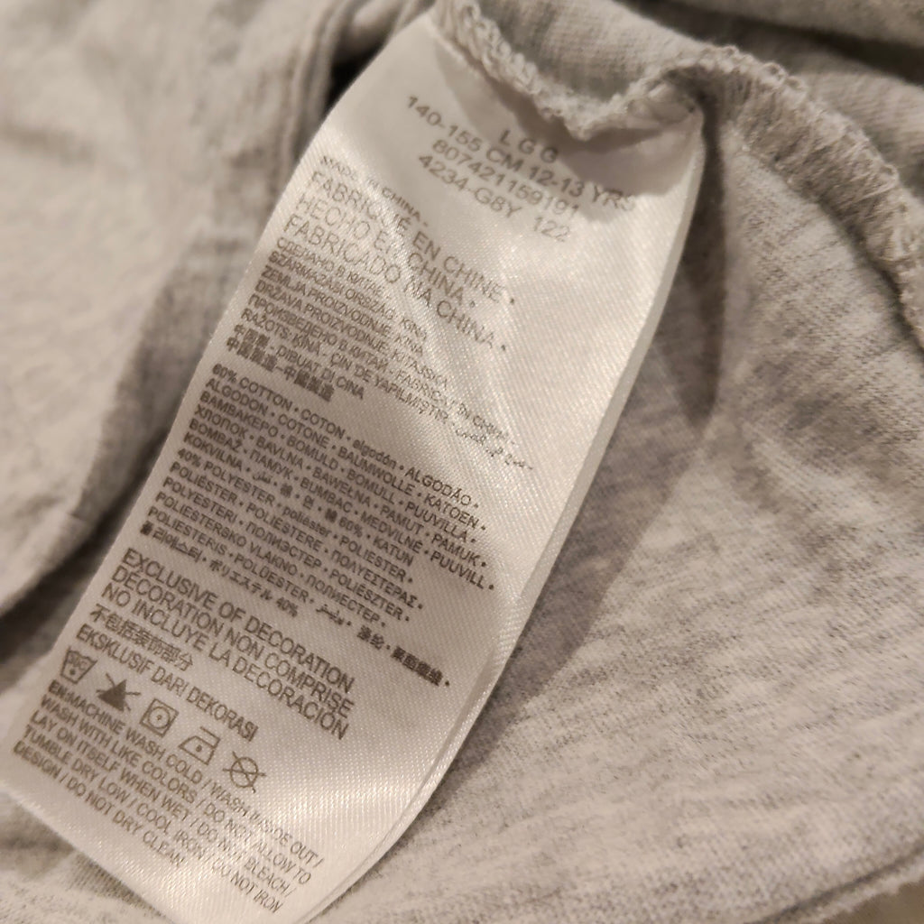 LEVIS Tee Size 12-13Y Girls Short Sleeve Grey