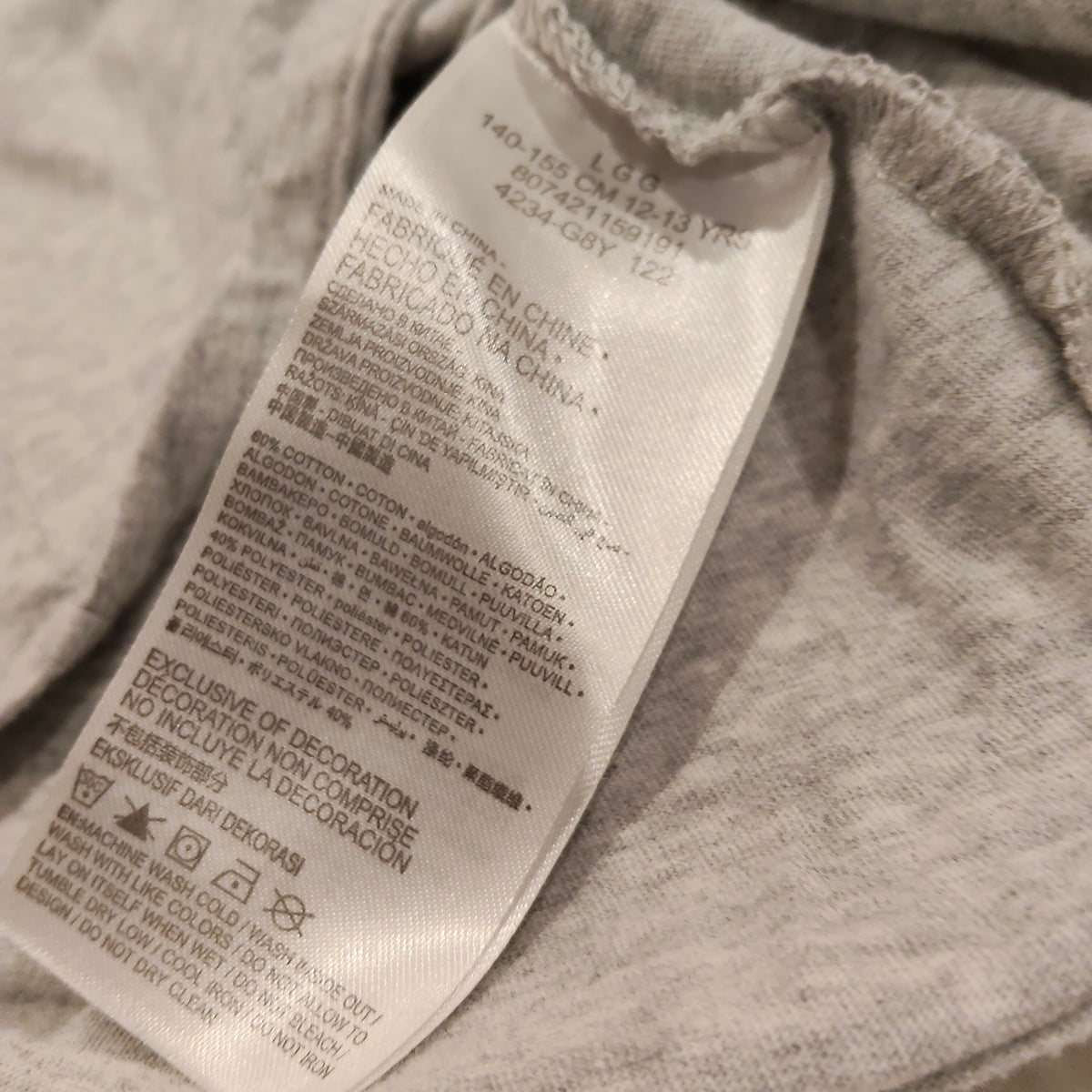LEVIS Tee Size 12-13Y Girls Short Sleeve Grey