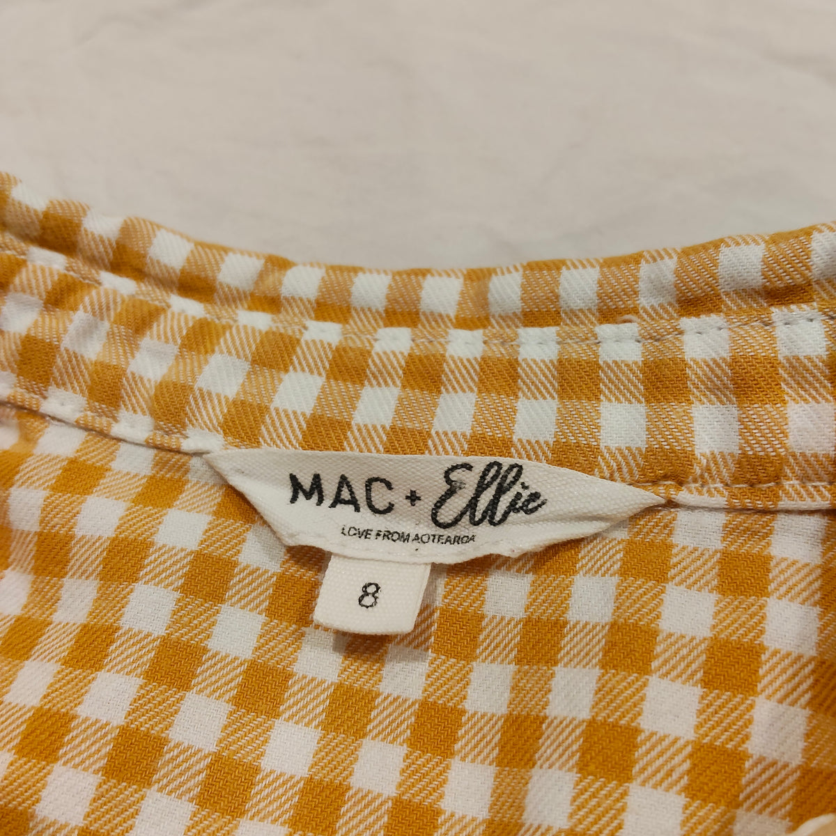 MAC + ELLIE Top Size 8 Girls Long Sleeve Baby Doll Gingham