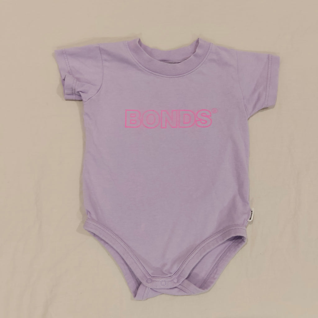 BONDS bodysuit lilac short sleeve Size 6-12M Baby Girls