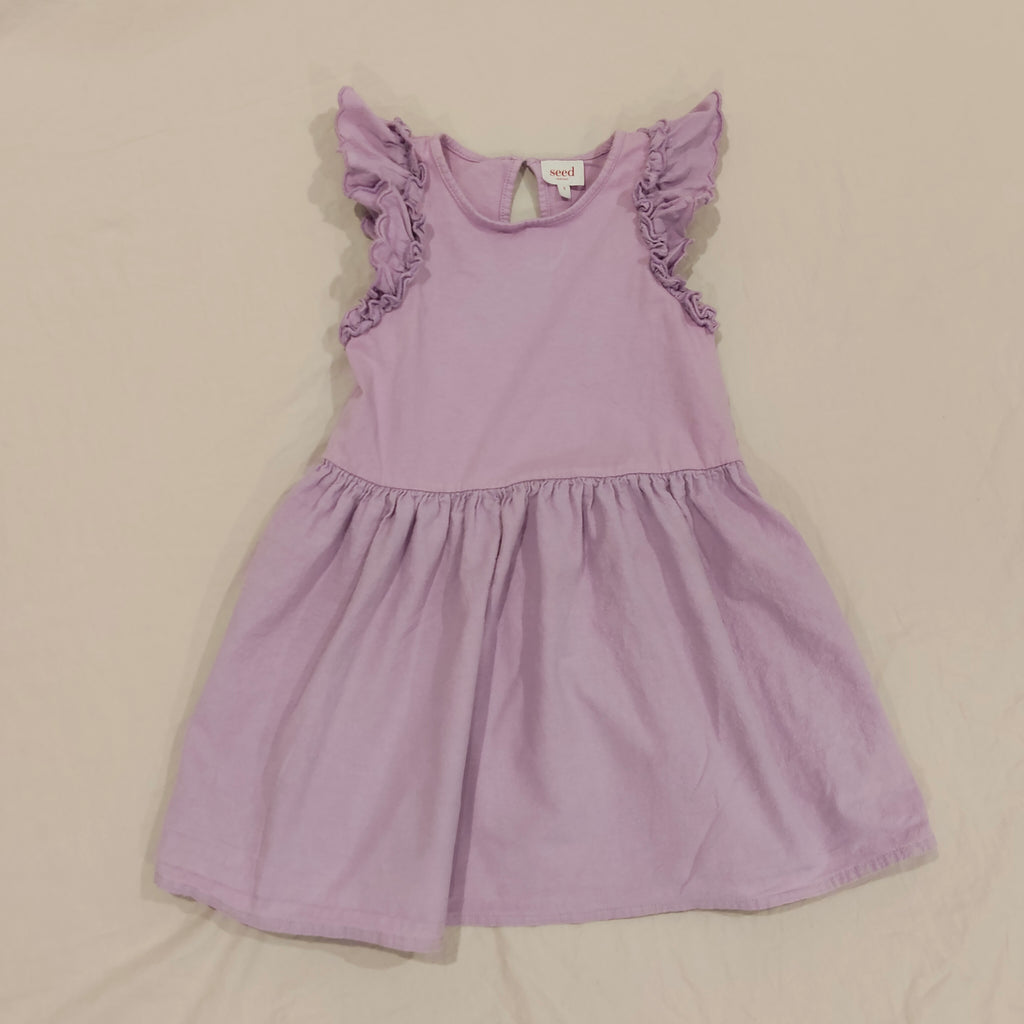 SEED Dress Size 5 Girls Lilac Short Sleeve