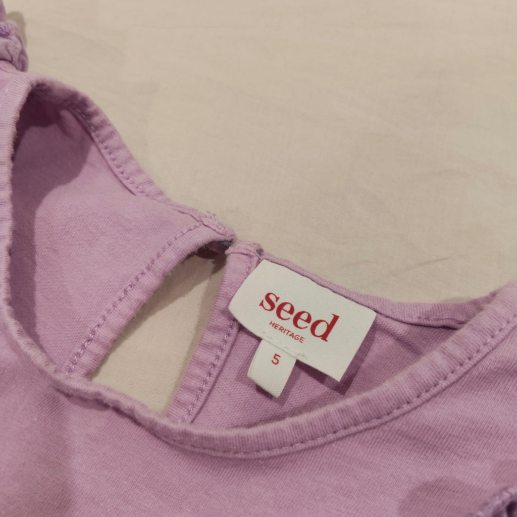 SEED Dress Size 5 Girls Lilac Short Sleeve
