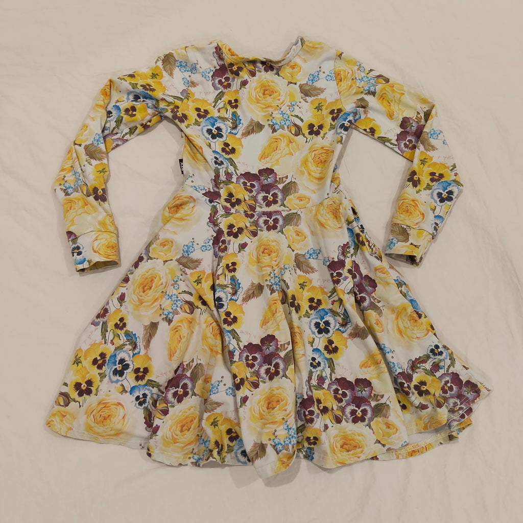 ROCK YOUR KIDS Dress Size 7 Girls Long Sleeve 'Pansy Floral Print'