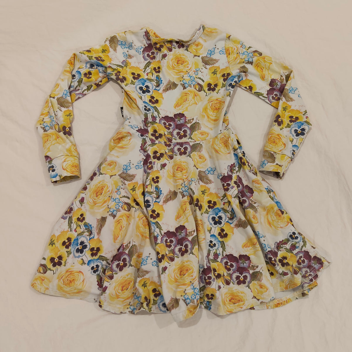 ROCK YOUR KIDS Dress Size 7 Girls Long Sleeve 'Pansy Floral Print'