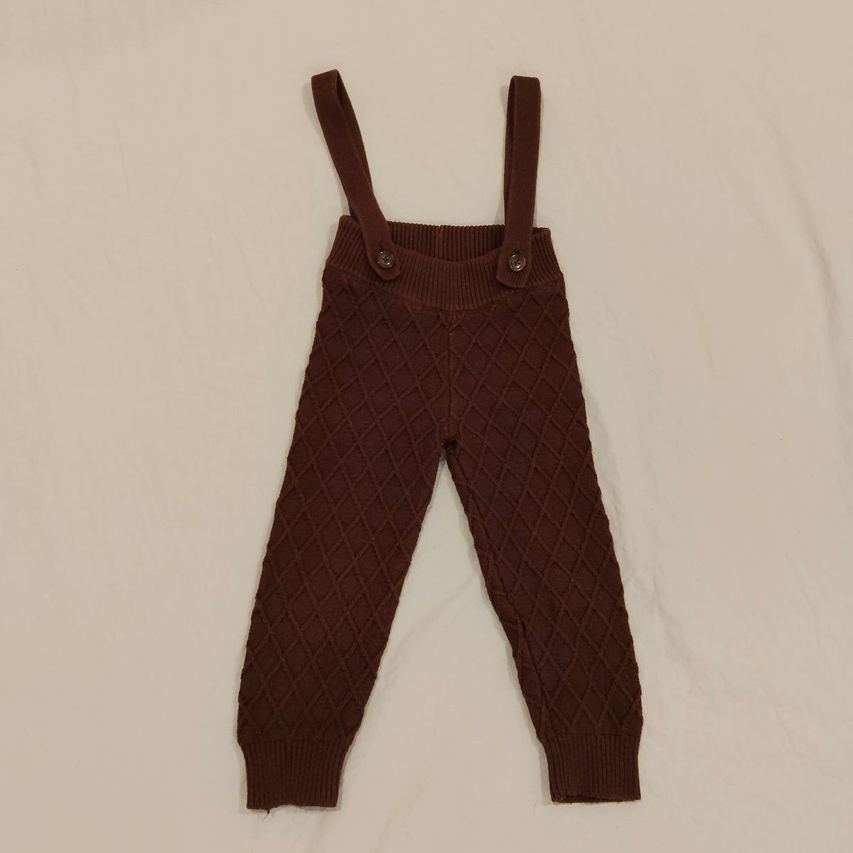 JAMIE KAY Ben Pant / Knit Overalls in Brown Size 2YRS