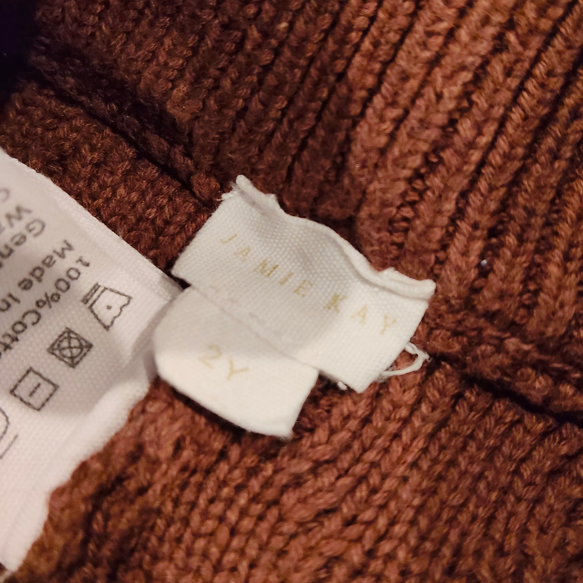 JAMIE KAY Ben Pant / Knit Overalls in Brown Size 2YRS