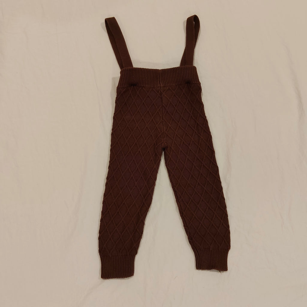 JAMIE KAY Ben Pant / Knit Overalls in Brown Size 2YRS