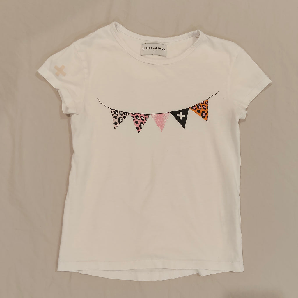 STELLA + GEMMA White Top Short Sleeve Size 7 Girls