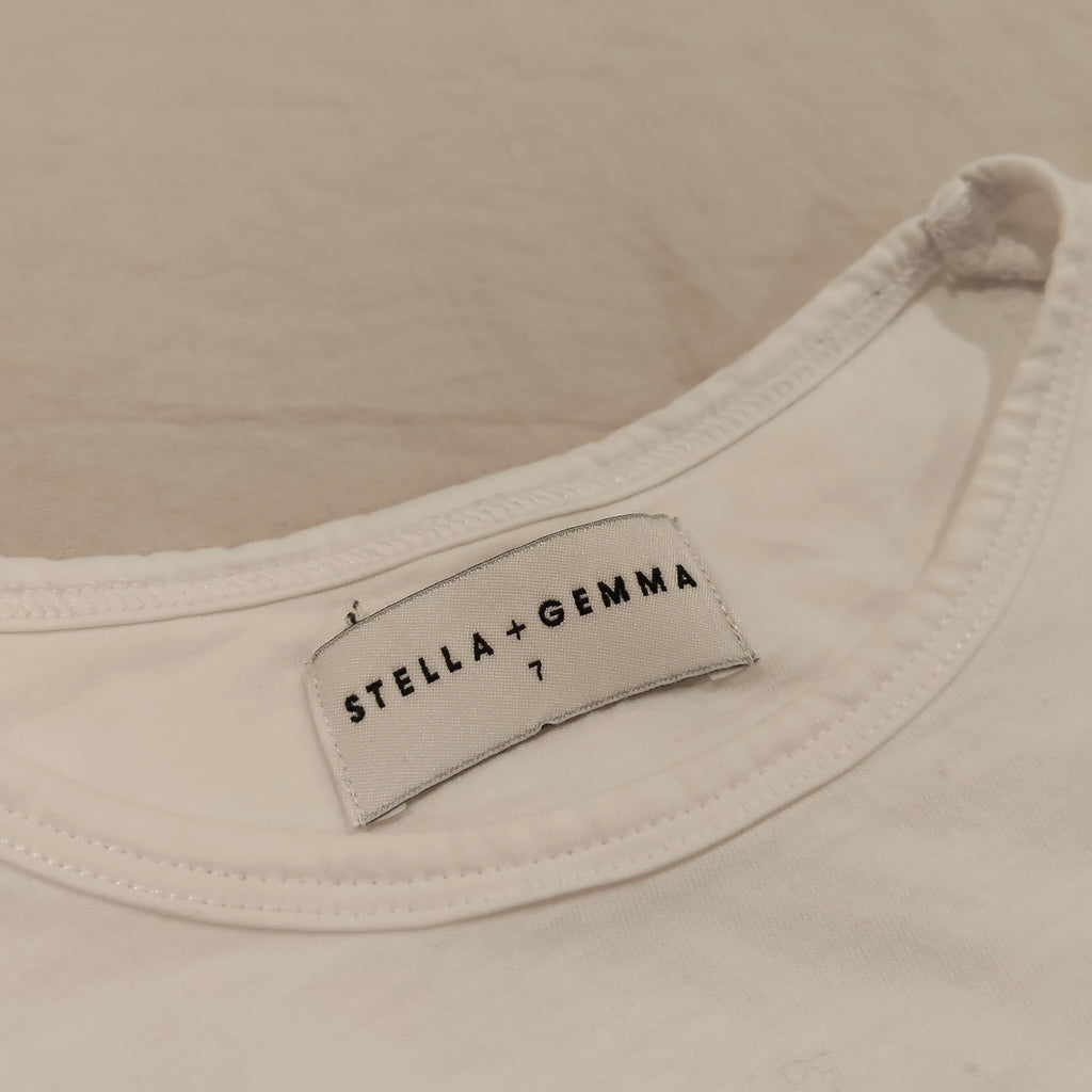 STELLA + GEMMA White Top Short Sleeve Size 7 Girls
