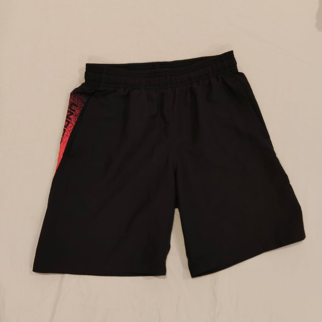 UNDER ARMOUR Black Shorts Pink Logo Size 9-12YRS