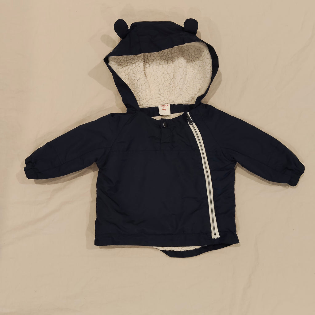 SEED Hooded Jacket Size 0-6M Baby Navy