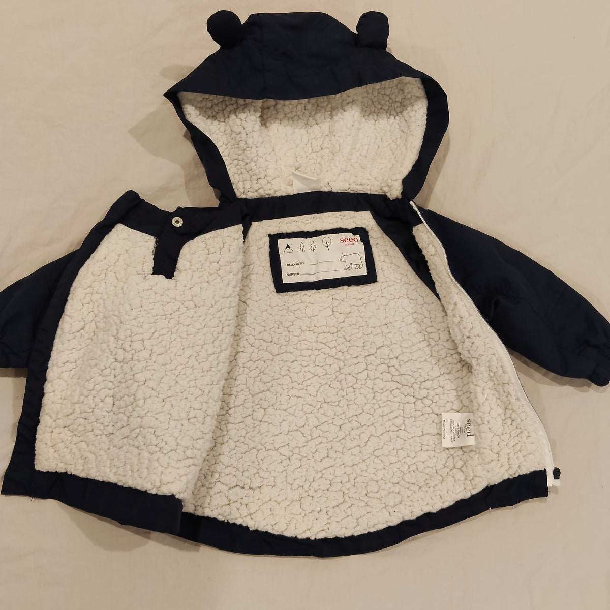 SEED Hooded Jacket Size 0-6M Baby Navy