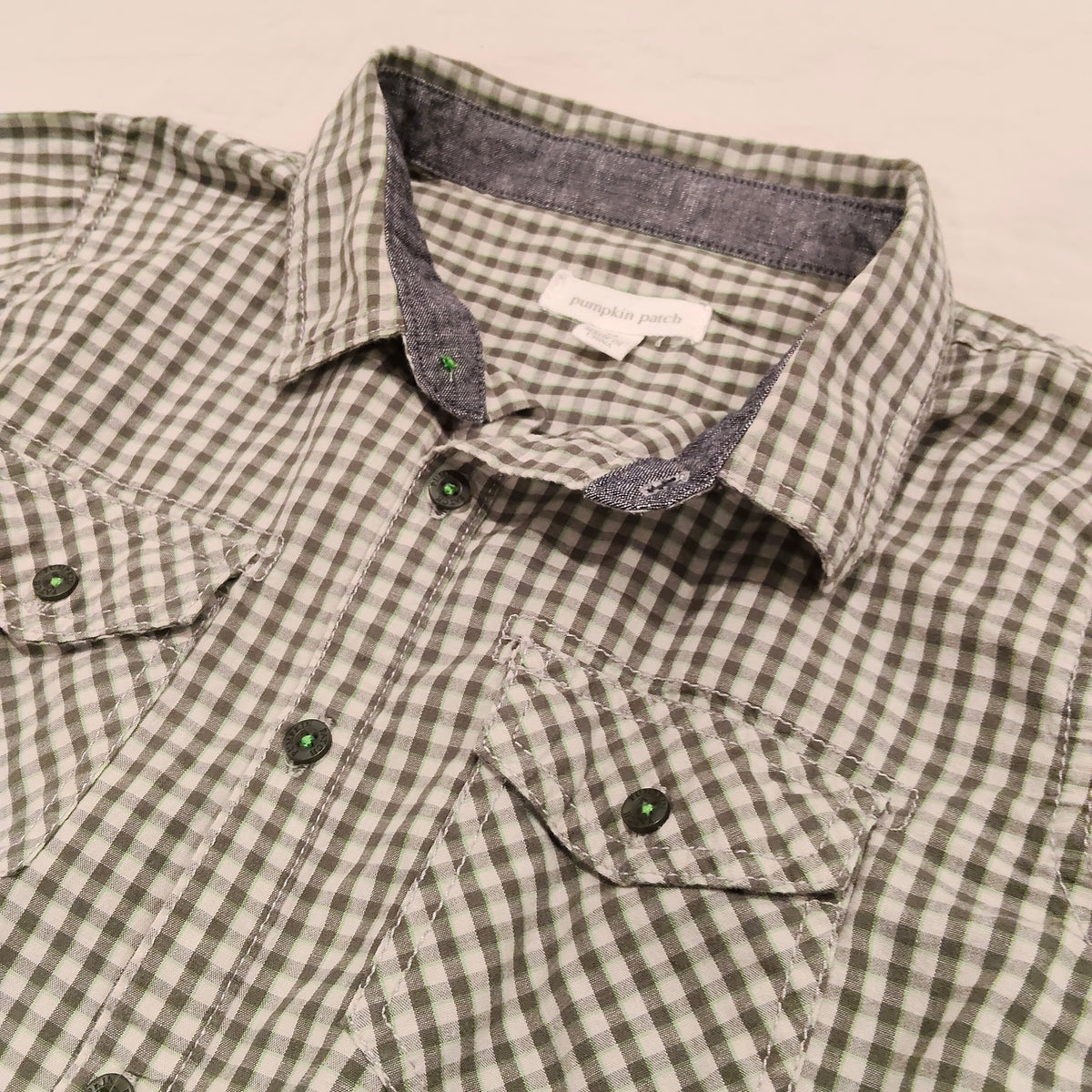 PUMPKIN PATCH Gingham Shirt Size 9 Boys Long Sleeve