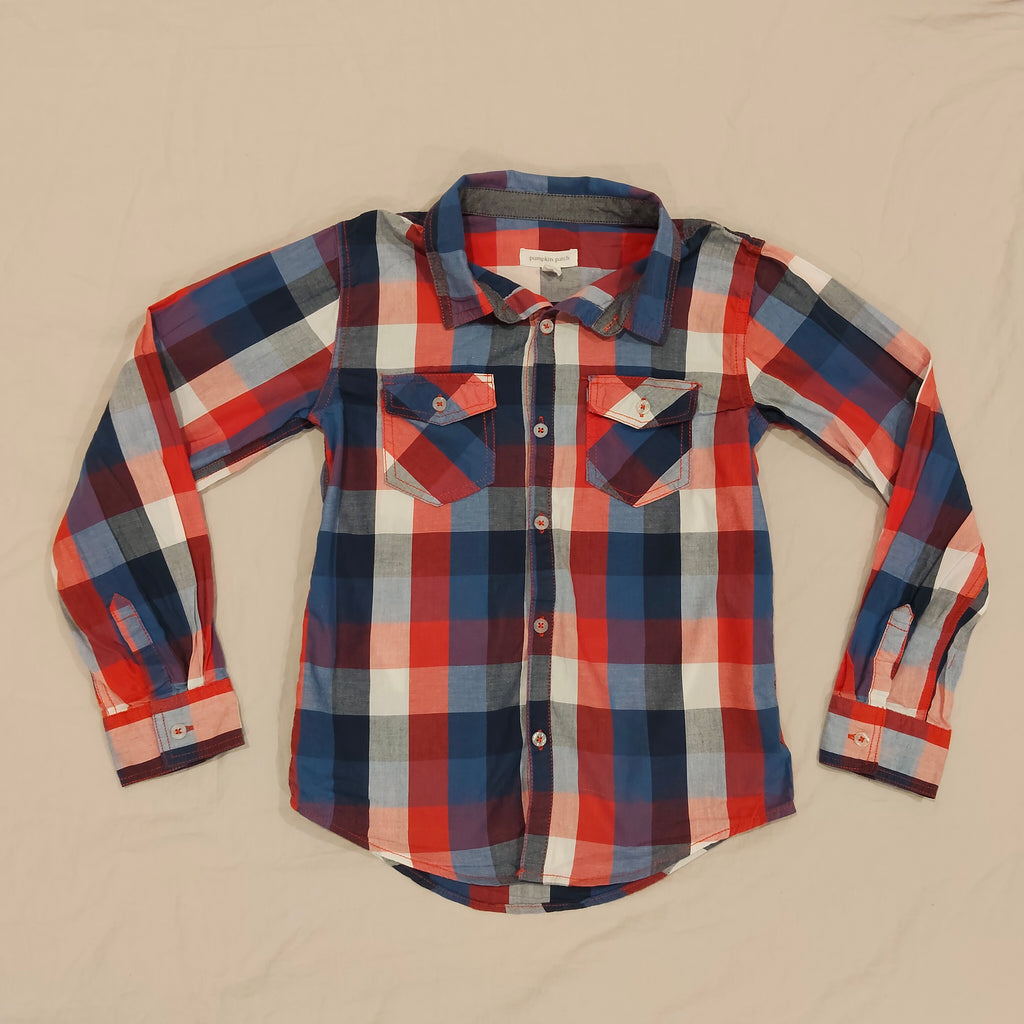 PUMPKIN PATCH Red/Blue Checker Shirt Size 10 Boys