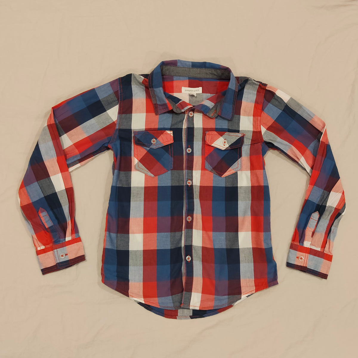 PUMPKIN PATCH Red/Blue Checker Shirt Size 10 Boys