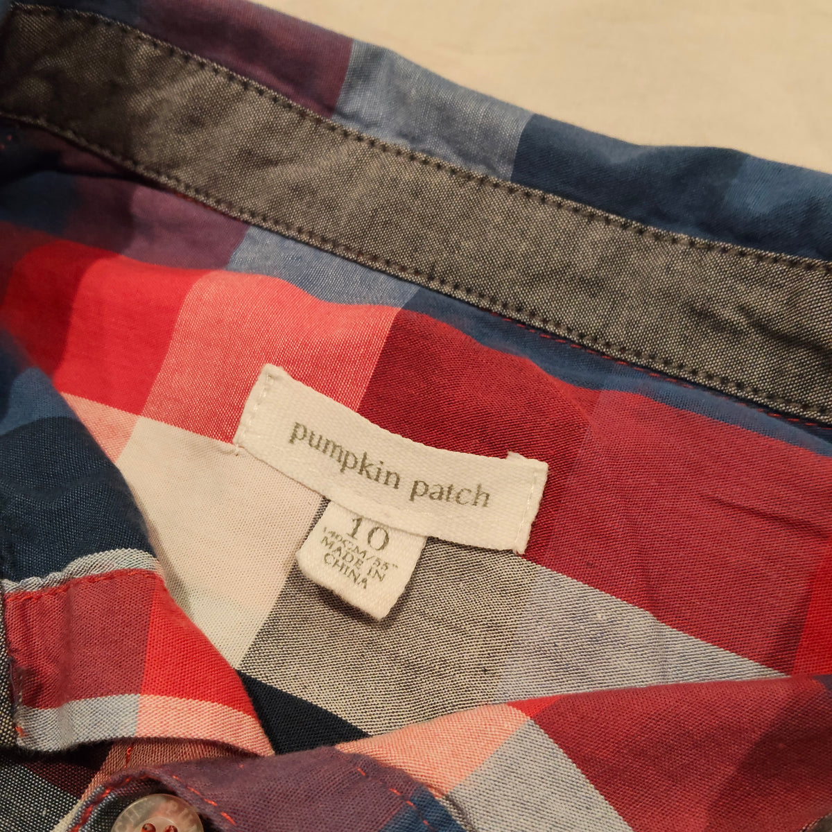 PUMPKIN PATCH Red/Blue Checker Shirt Size 10 Boys