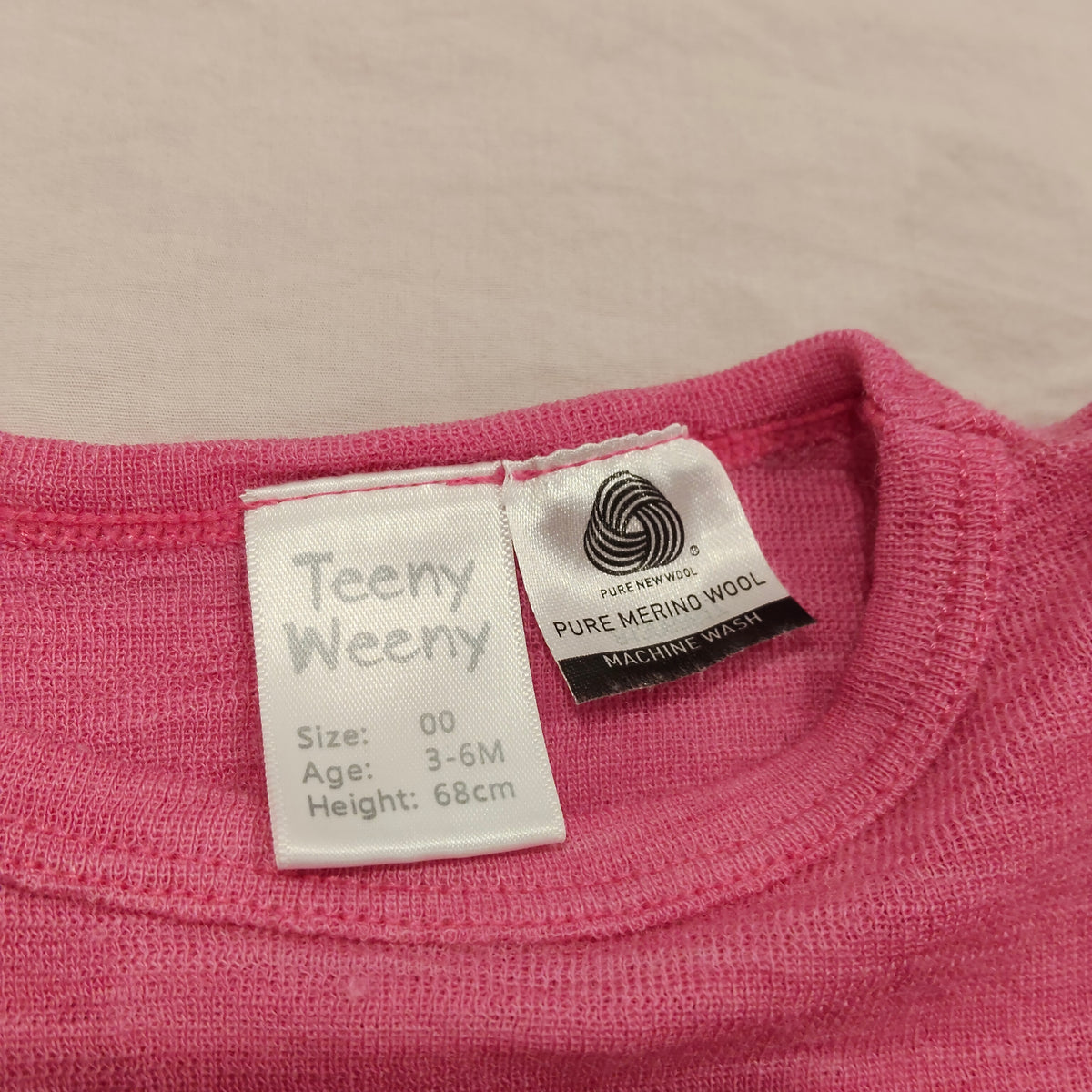Teeny Weeny MERINO Top Size 3-6M Baby Girls Pink Long Sleeve