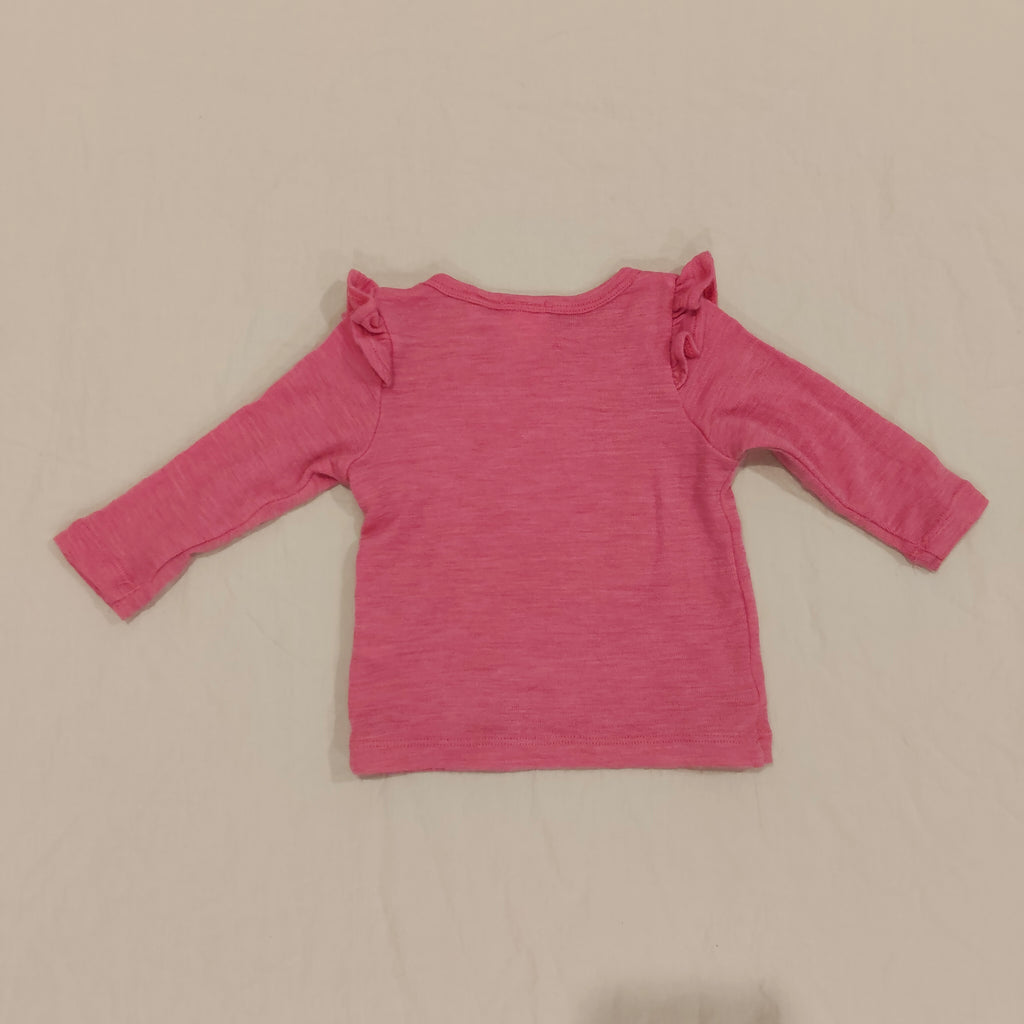 Teeny Weeny MERINO Top Size 3-6M Baby Girls Pink Long Sleeve