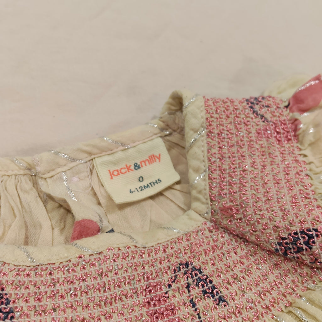 JACK & MILLY Baby Doll Top Size 6-12M Baby Girl 'Cherries'